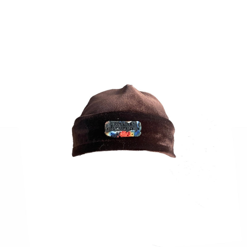 brown velour beanie