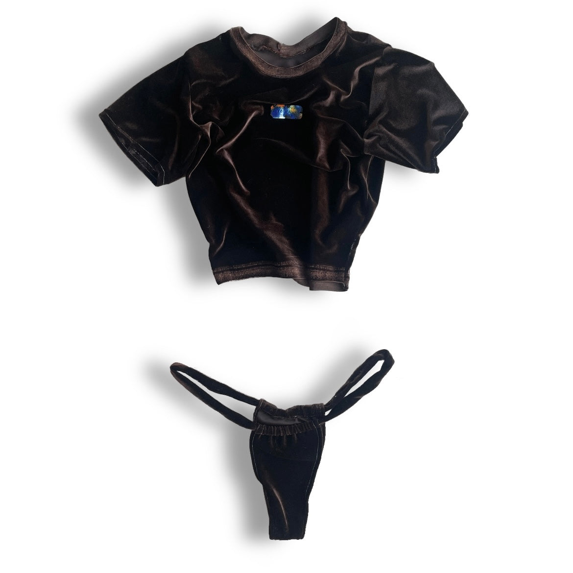 brown velour woman’s crop t