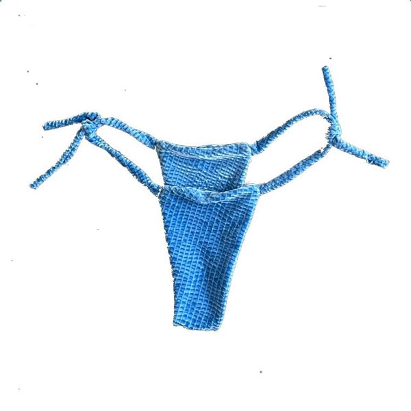 Blue patterned bikini bottom