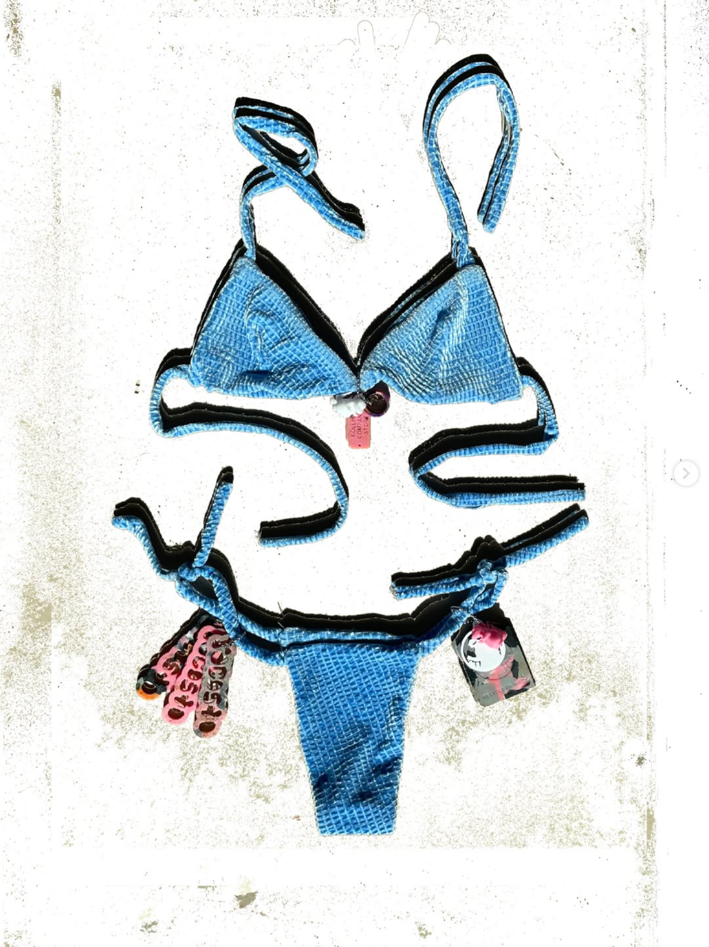 Blue patterned bikini top