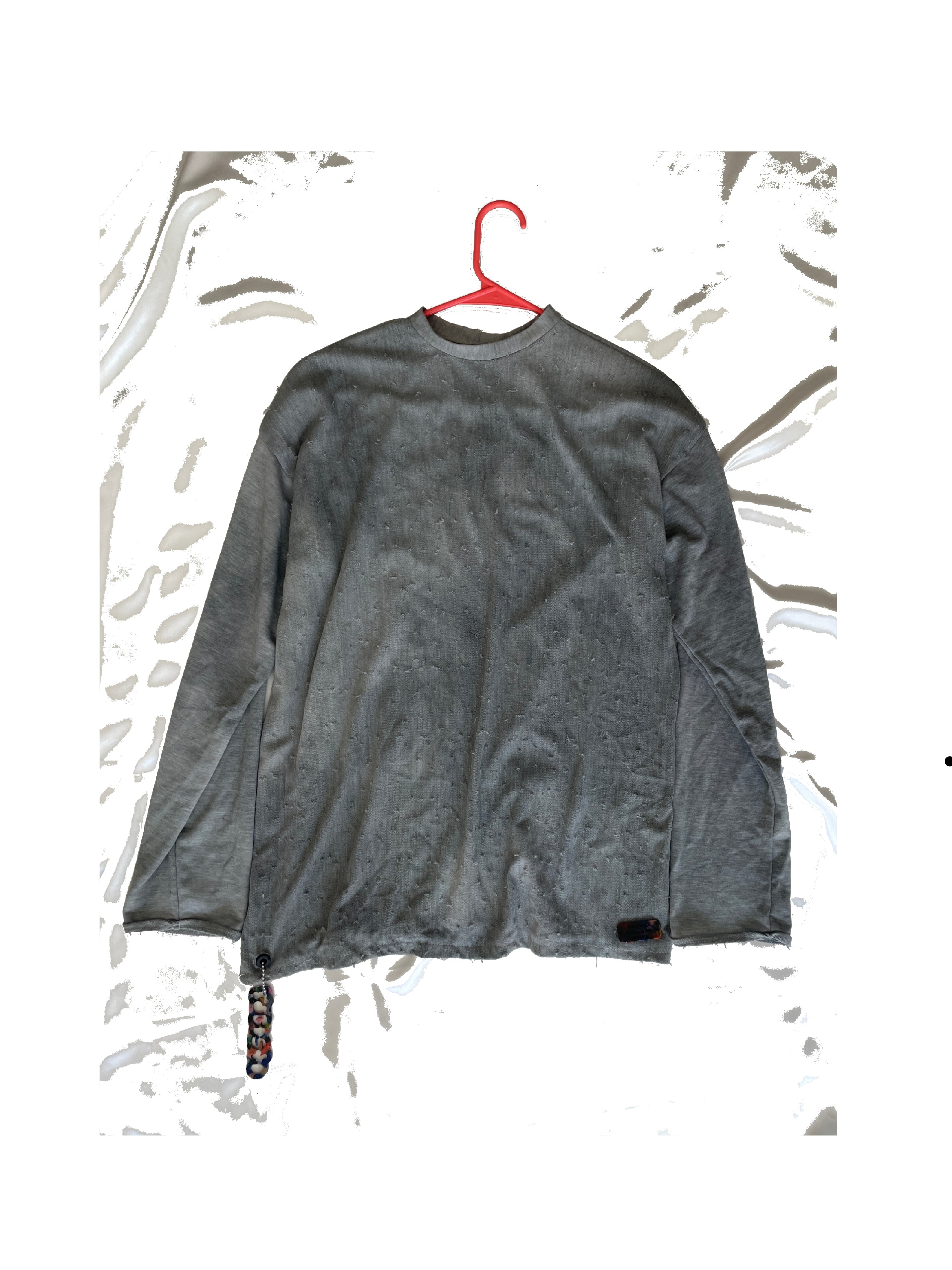 Men’s grey distressed cotton long sleeve