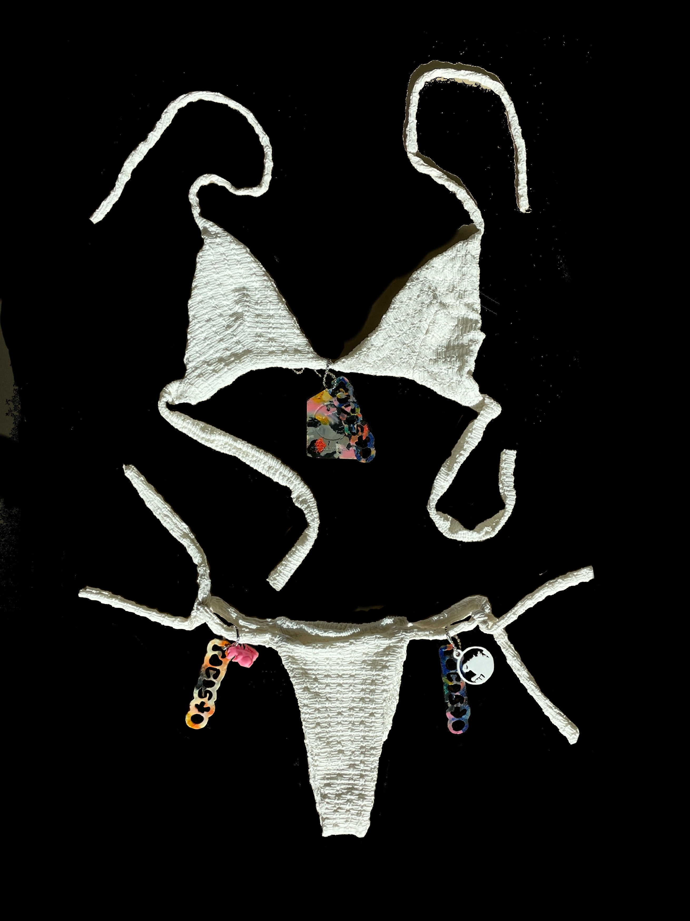 White patterned bikini top