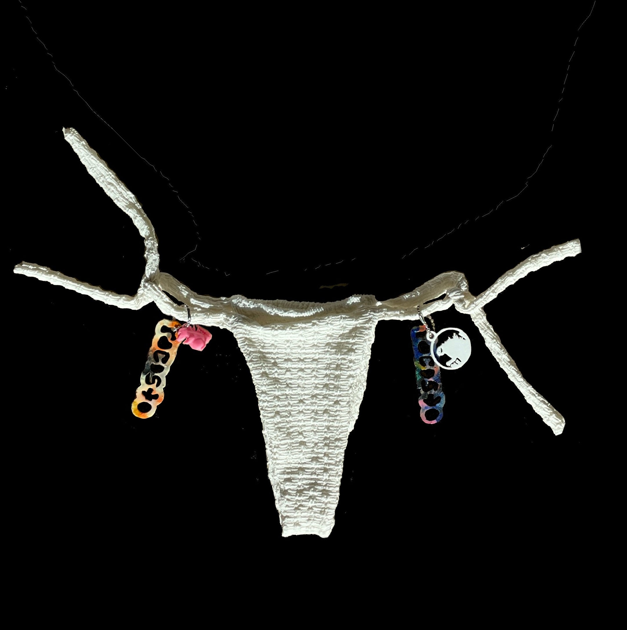White patterned bikini bottom