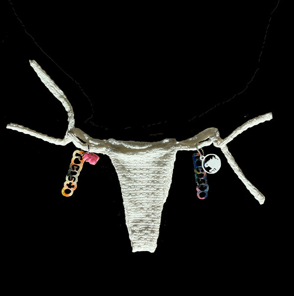 White patterned bikini bottom