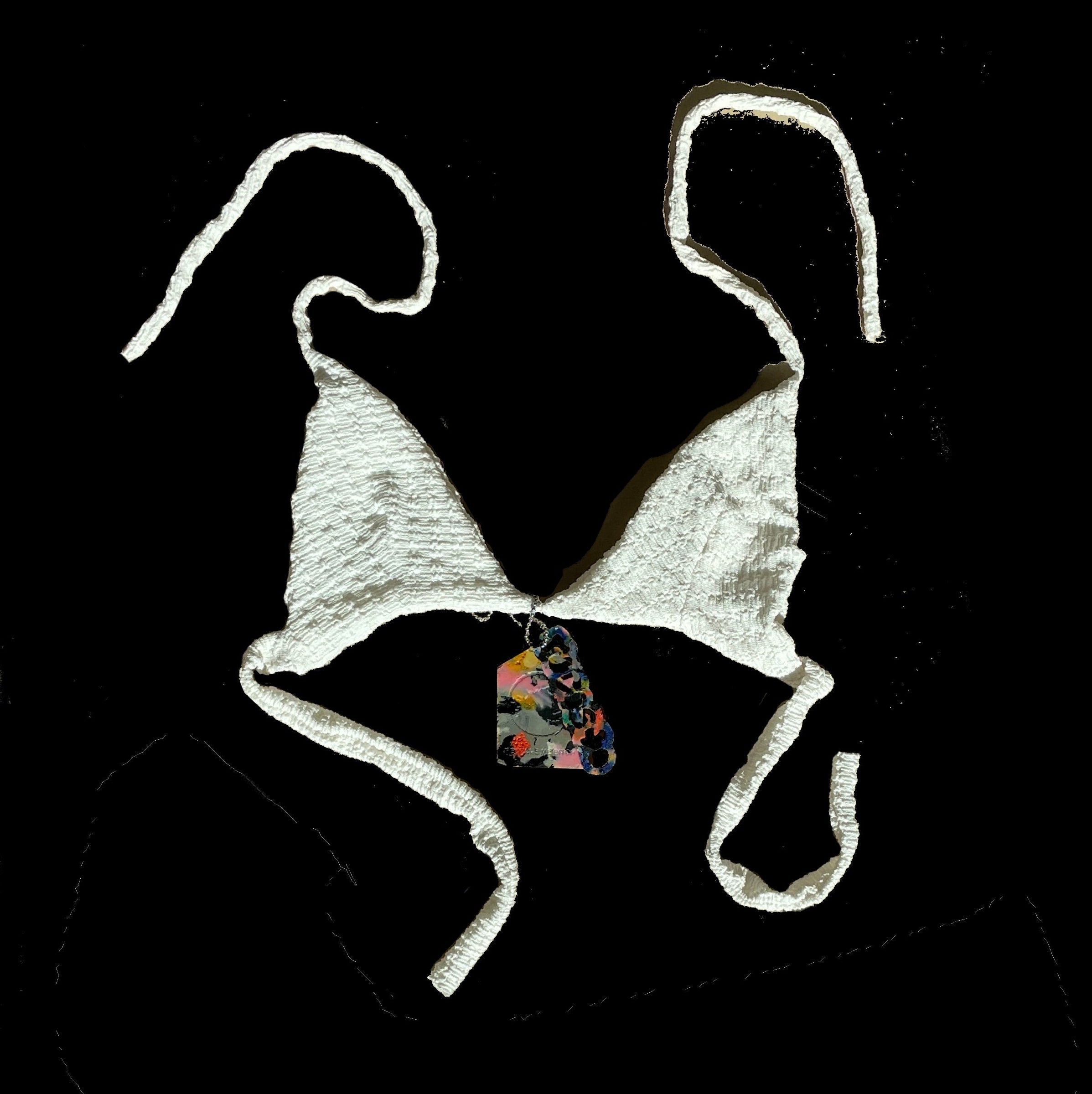 White patterned bikini top