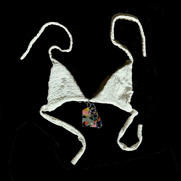 White patterned bikini top